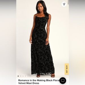 Lulus Black Floral Velvet Maxi Dress